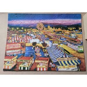 VTG MB Hasbro EZ Grasp 300 Pc Puzzle Nighttime On The Midway USA Complete